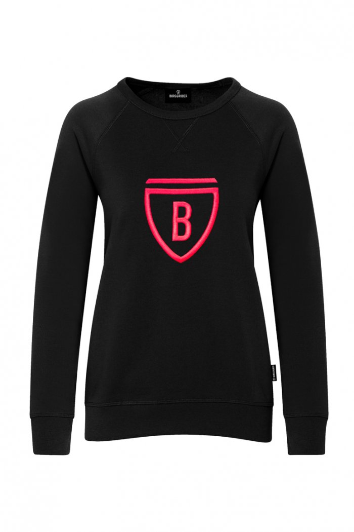 Burggruber Damen Raglan Sweatshirt schwarz/neon pink